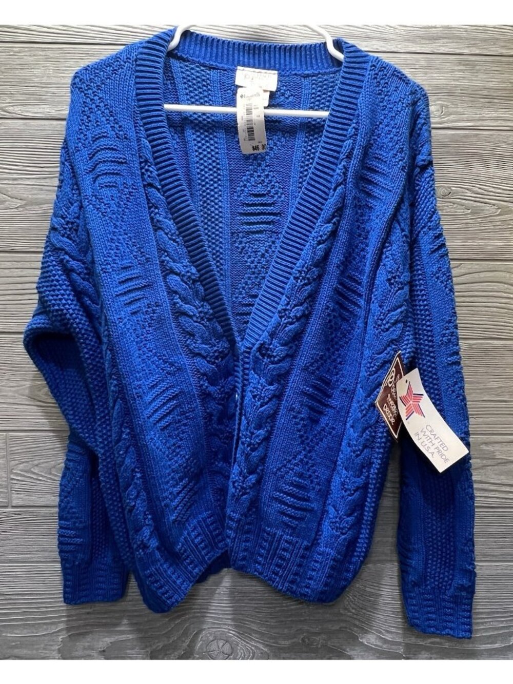 Vintage Beldoch Popper Royal Blue 1990s Cardigan Sweater NWT Size Large
